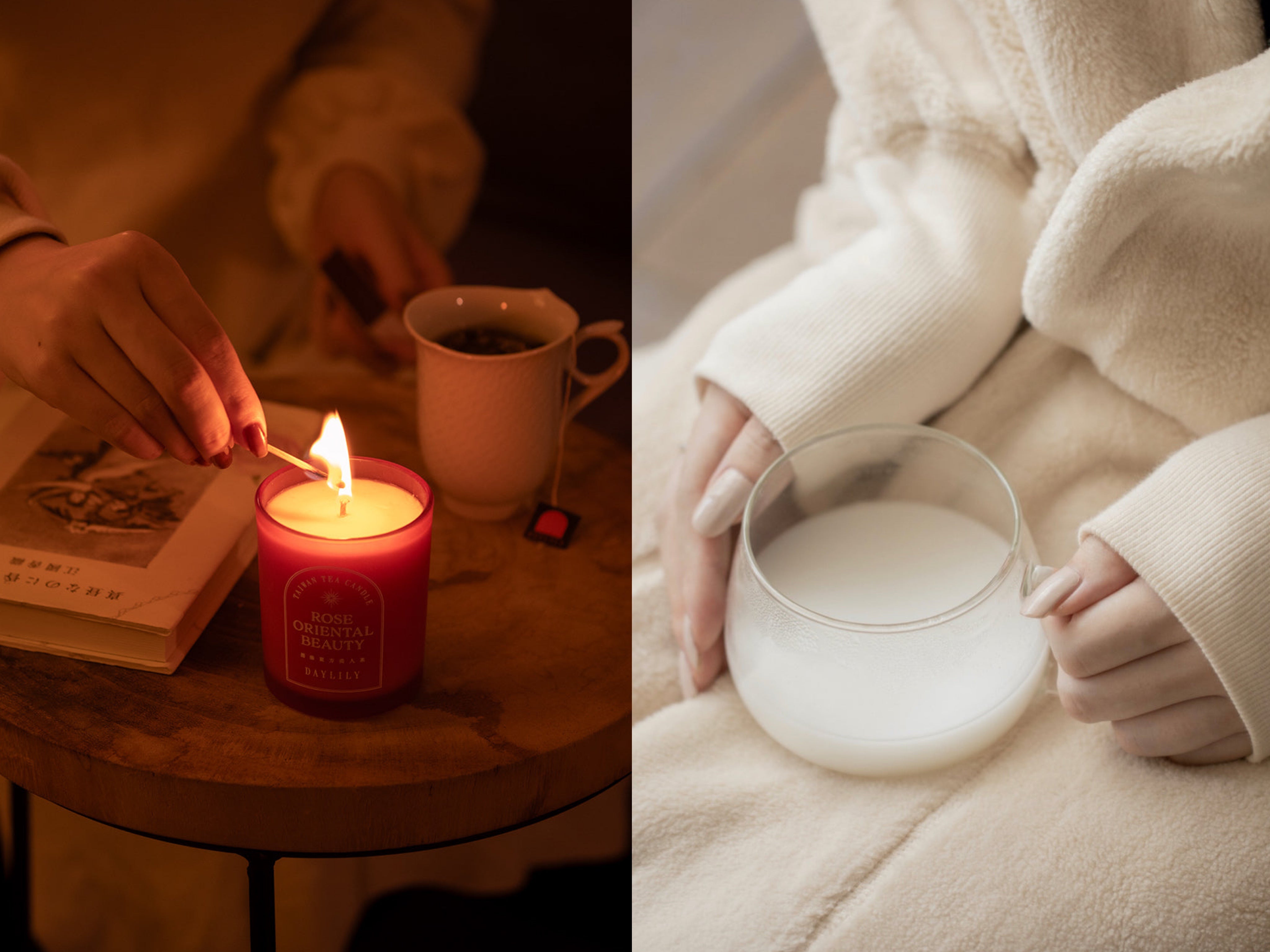 冬の夜、心と体をやさしく解きほぐす。杏仁茶と台湾茶キャンドルの