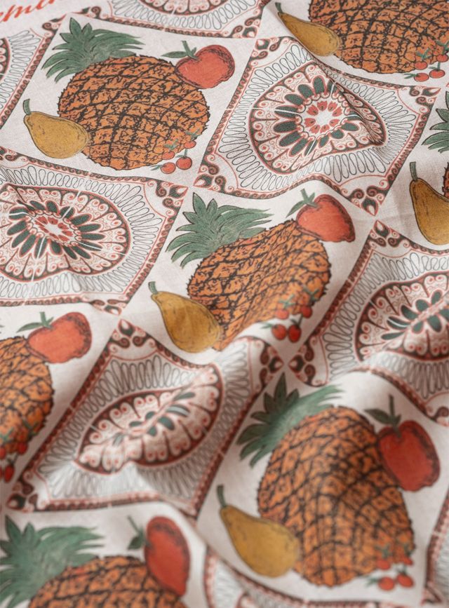 アンティーク　正絹マジョリカ小紋　一つ紋　淡コーラルに羽根模様＋袋帯＋ショール Taiwan Majolica Tile Handkerchief – DAYLILY
